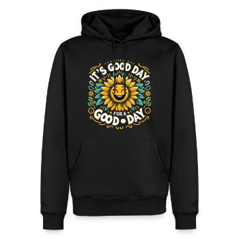 C’est une bonne journée pour une bonne journée tournesol - Sweat à capuche Premium bio Homme - noir - Devant - Nico (187cm)