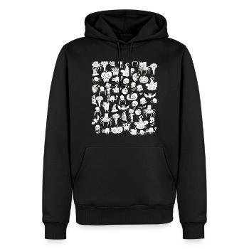 Gruselige Halloween Zeichnungen Schwarz Weiß - Männer Premium Bio Hoodie - Schwarz - Vorne - Nico (187cm)