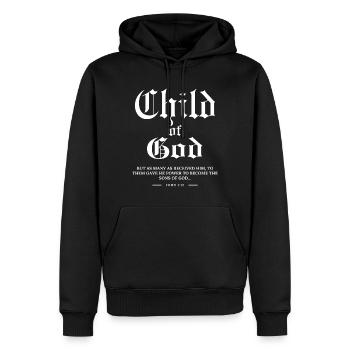 Ich bin ein Kind Gottes - Männer Premium Bio Hoodie - Schwarz - Vorne - Nico (187cm)