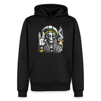 Rasta Alien – Chill und kosmische Vibes Design - Männer Premium Bio Hoodie - Schwarz - Vorne - Nico (187cm)