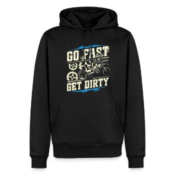 Roulez vite, salissez - Motocross Saying - Sweat à capuche Premium bio Homme - noir - Devant - Nico (187cm)
