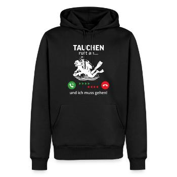 Tauchen ruft an… und ich muss gehen  - Männer Premium Bio Hoodie - Schwarz - Vorne - Nico (187cm)
