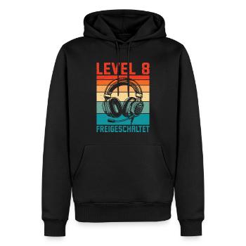 8. Geburtstag Jungen Gamer Level 8 Freigeschaltet - Männer Premium Bio Hoodie - Schwarz - Vorne - Nico (187cm)