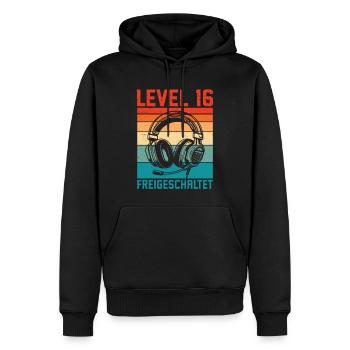 16. Geburtstag Jungen Gamer Level 16 Unlocked - Männer Premium Bio Hoodie - Schwarz - Vorne - Nico (187cm)