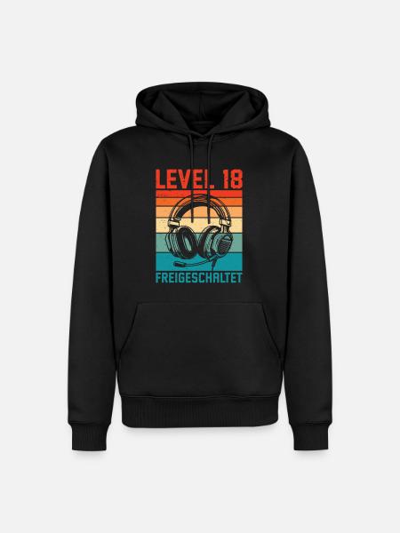 Garçons du 18e anniversaire : niveau 18 débloqué - Sweat à capuche Premium bio Homme - noir