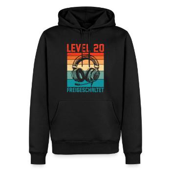 20. Geburtstag Männer Gamer Level 20 Unlocked - Männer Premium Bio Hoodie - Schwarz - Vorne - Nico (187cm)