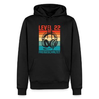 22. Geburtstag Männer Gamer Level 22 Unlocked - Männer Premium Bio Hoodie - Schwarz - Vorne - Nico (187cm)