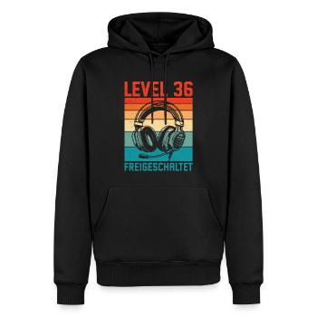 36th Birthday Men Gamer Level 36 Unlocked - Men’s Premium Organic Hoodie - black - Front - Nico (187cm)