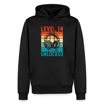 14 Jahre Geburtstag Teen Gamer Level 14 freigeschaltet - Männer Premium Bio Hoodie - Schwarz - Vorne - Nico (187cm)