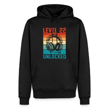Level 22 Unlocked – 22th Anniversary Gamer Gift - Men’s Premium Organic Hoodie - black - Front - Nico (187cm)