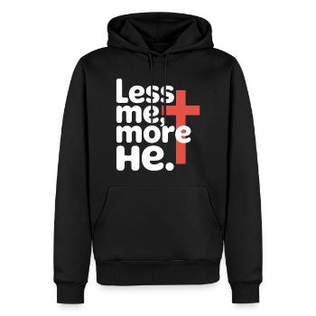 Moins moi plus Il Foi chrétienne - Sweat à capuche Premium bio Homme - noir - Devant - Nico (187cm)