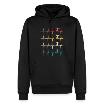 Handball battement de coeur retro handball  - Sweat à capuche Premium bio Homme - noir - Devant - Nico (187cm)