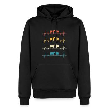 vaches retro battement de coeur cadeau vache - Sweat à capuche Premium bio Homme - noir - Devant - Nico (187cm)