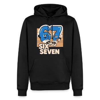 67 Six Seven meme Sauna Spa - Italian Lust - Sweat à capuche Premium bio Homme - noir - Devant - Nico (187cm)