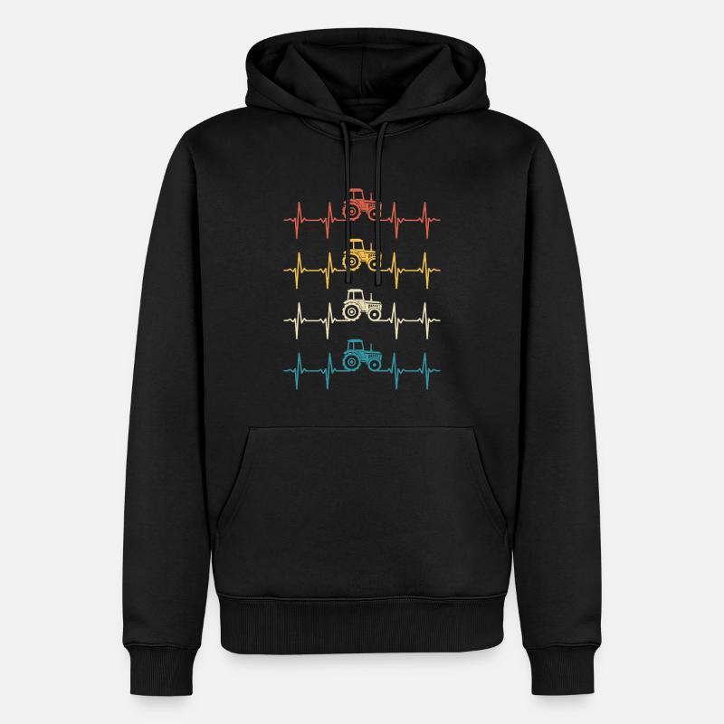 Retro Traktor Herzschlag-Bauer - Männer Premium Bio Hoodie - Schwarz