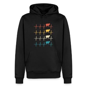 mouton heartbeat moutons - Sweat à capuche Premium bio Homme - noir - Devant - Nico (187cm)