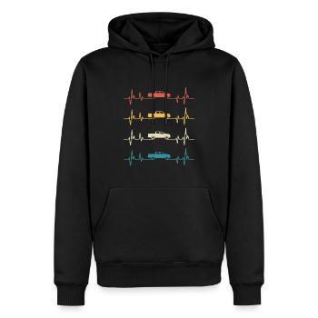 Pick-up Retro-Heartbeat-Geländewagen - Männer Premium Bio Hoodie - Schwarz - Vorne - Nico (187cm)