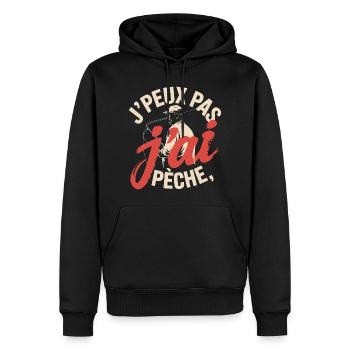 Ich kann nicht, ich habe geangelt. - Männer Premium Bio Hoodie - Schwarz - Vorne - Nico (187cm)