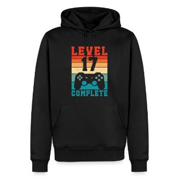17. Geburtstag Level 17 Complete 17 Jahre Gamer  - Männer Premium Bio Hoodie - Schwarz - Vorne - Nico (187cm)