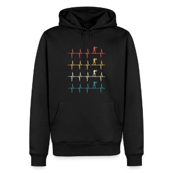 Biathlon-Herzschlag-Retro-Biathlet - Männer Premium Bio Hoodie - Schwarz - Vorne - Nico (187cm)