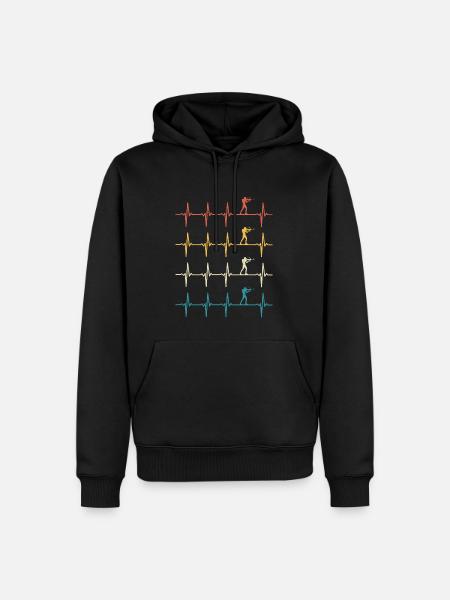 biathlon heartbeat retro biathlete - Men’s Premium Organic Hoodie - black