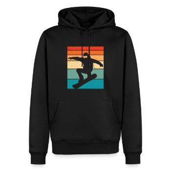 Snowboard rétro - Sweat à capuche Premium bio Homme - noir - Devant - Nico (187cm)