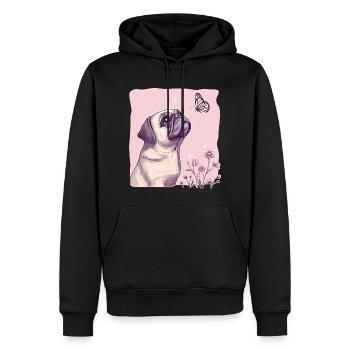Carlin avec papillon - Sweat à capuche Premium bio Homme - noir - Devant - Nico (187cm)