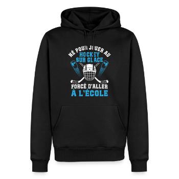 Né pour Jouer Au Hockey sur Glace - Sweat à capuche Premium bio Homme - noir - Devant - Nico (187cm)