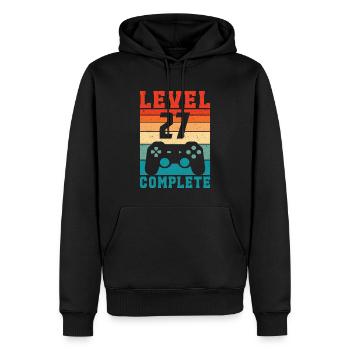 27. Geburtstag Level 27 Complete 27 Jahre Gamer - Männer Premium Bio Hoodie - Schwarz - Vorne - Nico (187cm)