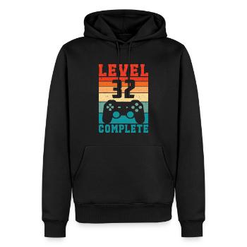 32. Geburtstag Level 32 Complete 32 Jahre Gamer - Männer Premium Bio Hoodie - Schwarz - Vorne - Nico (187cm)