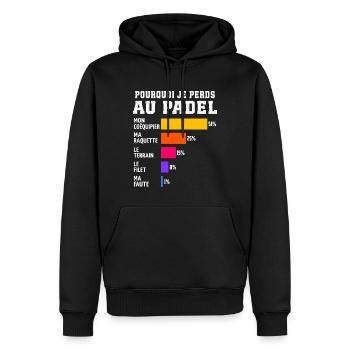 Warum ich bei Padel Padel Padelist Gift verliere - Männer Premium Bio Hoodie - Schwarz - Vorne - Nico (187cm)