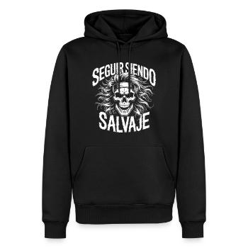 Crâne sauvage et lettres d’impact - Sweat à capuche Premium bio Homme - noir - Devant - Nico (187cm)