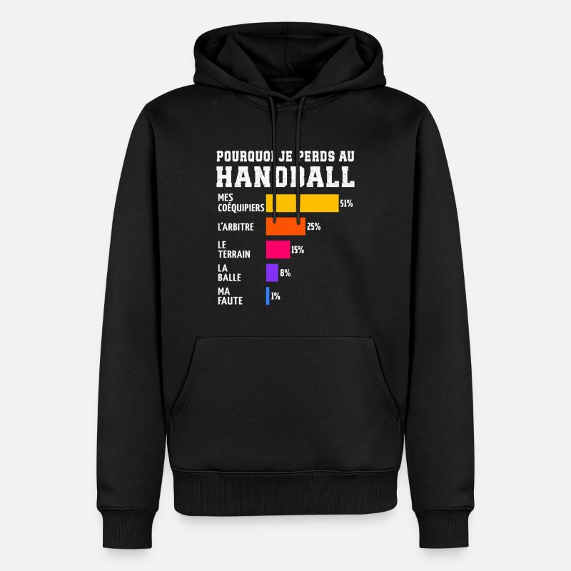Pourquoi Je Perds Au handball - Sweat à capuche Premium bio Homme - noir