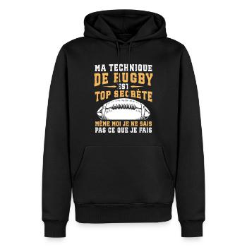 Ma Technique De Rugby - Sweat à capuche Premium bio Homme - noir - Devant - Nico (187cm)
