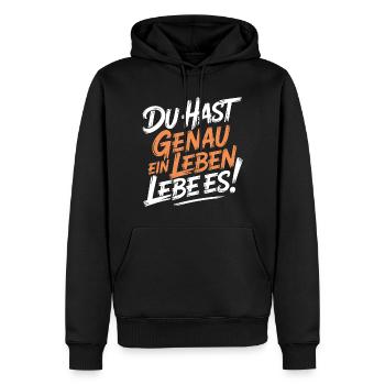 Du hast genau ein Leben - Männer Premium Bio Hoodie - Schwarz - Vorne - Nico (187cm)