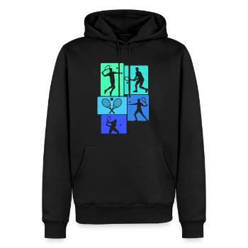Joueur de tennis rétro - Sweat à capuche Premium bio Homme - noir - Devant - Nico (187cm)