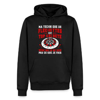 ma technique de fléchettes  - Sweat à capuche Premium bio Homme - noir - Devant - Nico (187cm)
