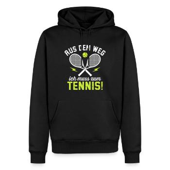 Aus dem Weg ich muss zum Tennis  - Männer Premium Bio Hoodie - Schwarz - Vorne - Nico (187cm)