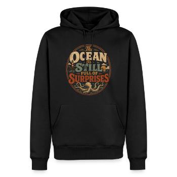 L’océan est plein de secrets - Sweat à capuche Premium bio Homme - noir - Devant - Nico (187cm)
