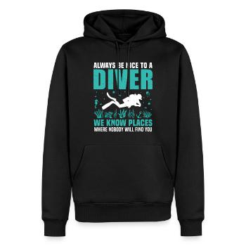 Soyez toujours gentil avec un plongeur - Sweat à capuche Premium bio Homme - noir - Devant - Nico (187cm)