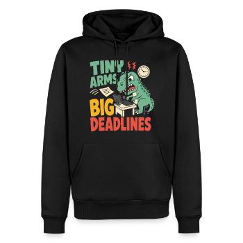 T-Rex mit kleinen Armen im Büro - Männer Premium Bio Hoodie - Schwarz - Vorne - Nico (187cm)