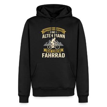 Alten Mann auf einem fahrrad - Männer Premium Bio Hoodie - Schwarz - Vorne - Nico (187cm)