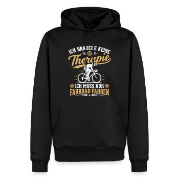 ich brauche keine therapie ich muss nur fahrrad - Männer Premium Bio Hoodie - Schwarz - Vorne - Nico (187cm)