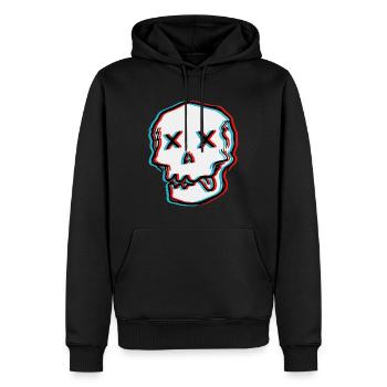 Schwindel Glitch Schädel - Männer Premium Bio Hoodie - Schwarz - Vorne - Nico (187cm)