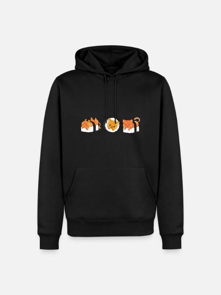 Sushi Cats Kawaii Anime Japanese - Männer Premium Bio Hoodie - Schwarz
