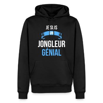 je suis un Jongleur génial - Sweat à capuche Premium bio Homme - noir - Devant - Nico (187cm)