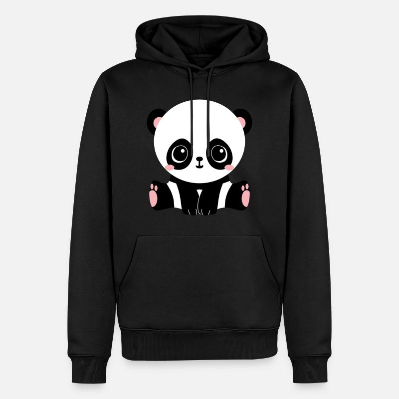 Panda - Männer Premium Bio Hoodie - Schwarz
