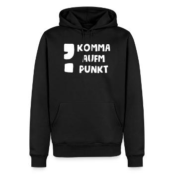 Komma aufm Punkt Spruch - Männer Premium Bio Hoodie - Schwarz - Vorne - Nico (187cm)