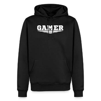 Gamer - Männer Premium Bio Hoodie - Schwarz - Vorne - Nico (187cm)