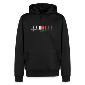 Madagascar flag heartbeat pulse sinus curve EKG - Men’s Premium Organic Hoodie - black - Front - Nico (187cm)